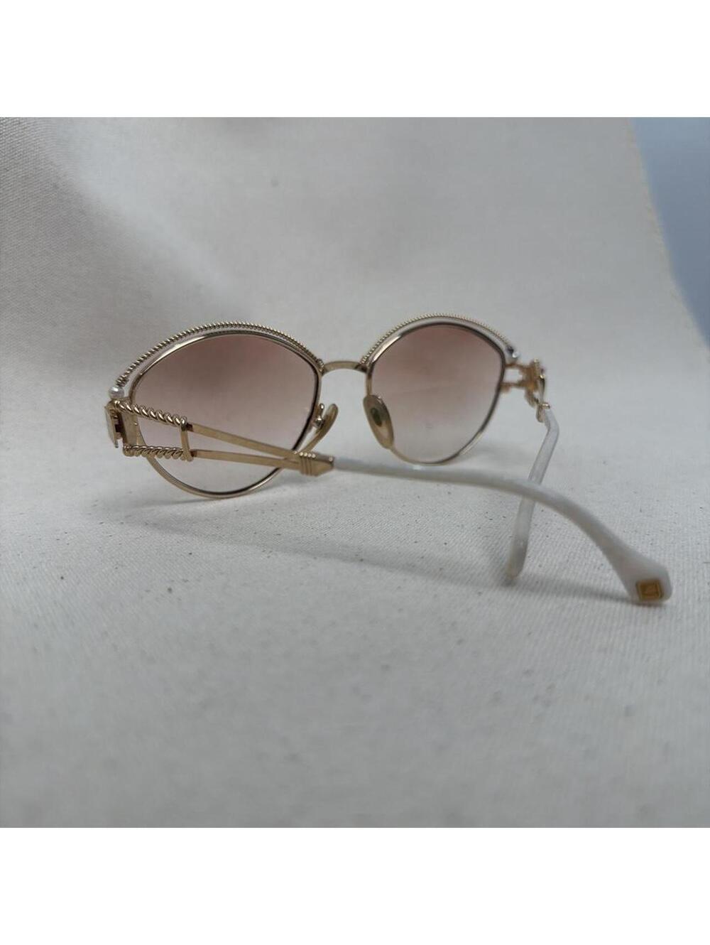 Henry Jullien Vintage Sunglasses Gold Plated Pearl Rope Oval Women France 80s - Picture 5 of 5